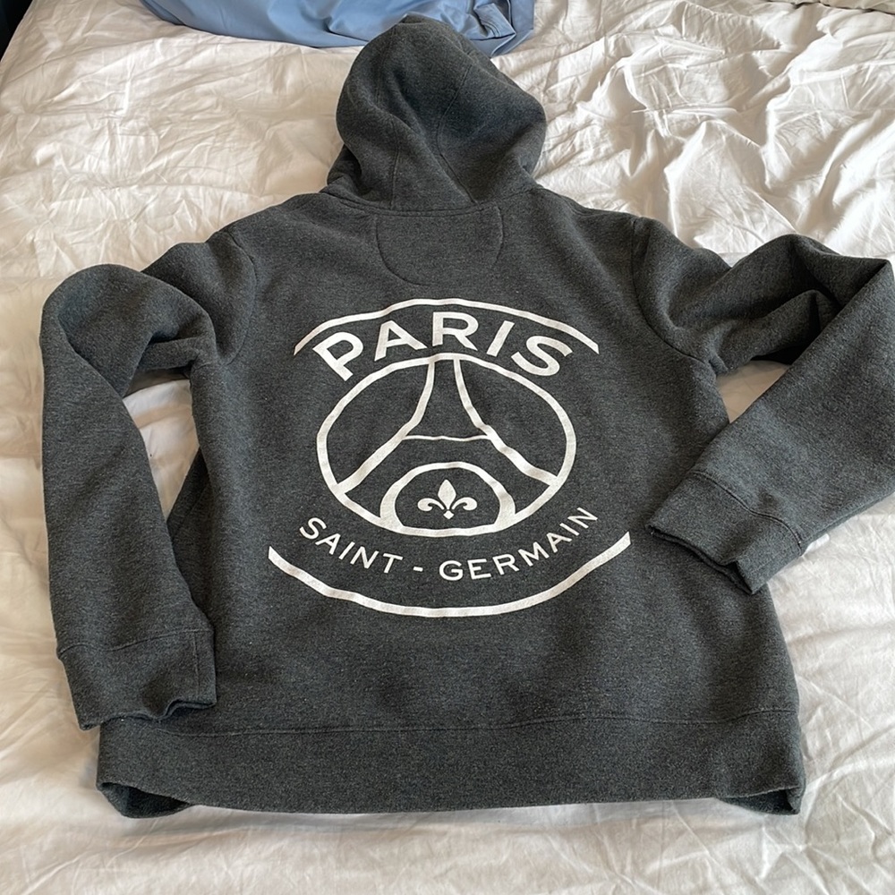 Fanatics Paris Saint-Germain Charcoal Gray Hoodie with White Logo